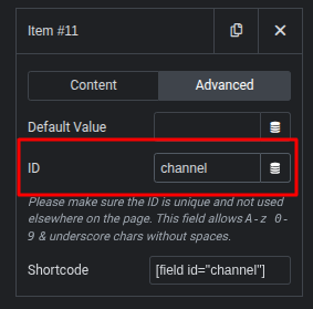 Elementor - Name hidden field (channel)
