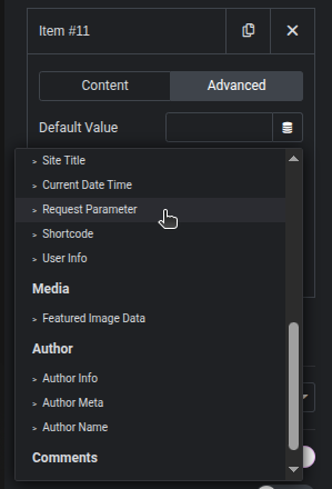 Elementor - Request Parameter dynamic tag